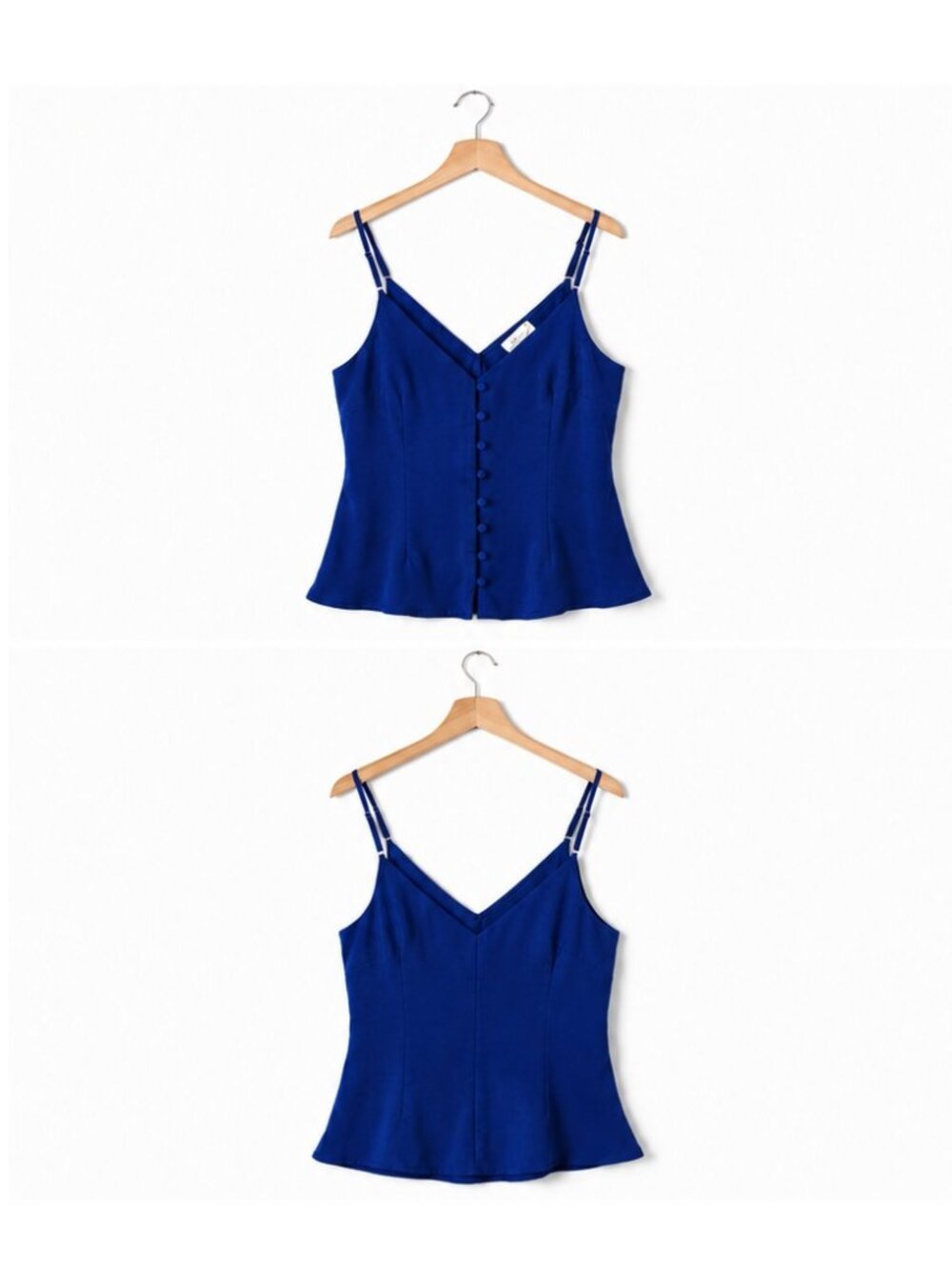 Apricot Blue Satin Button Cami Top Blouse Sleeveless • US 4 / UK 8 • NWT - Picture 7 of 13